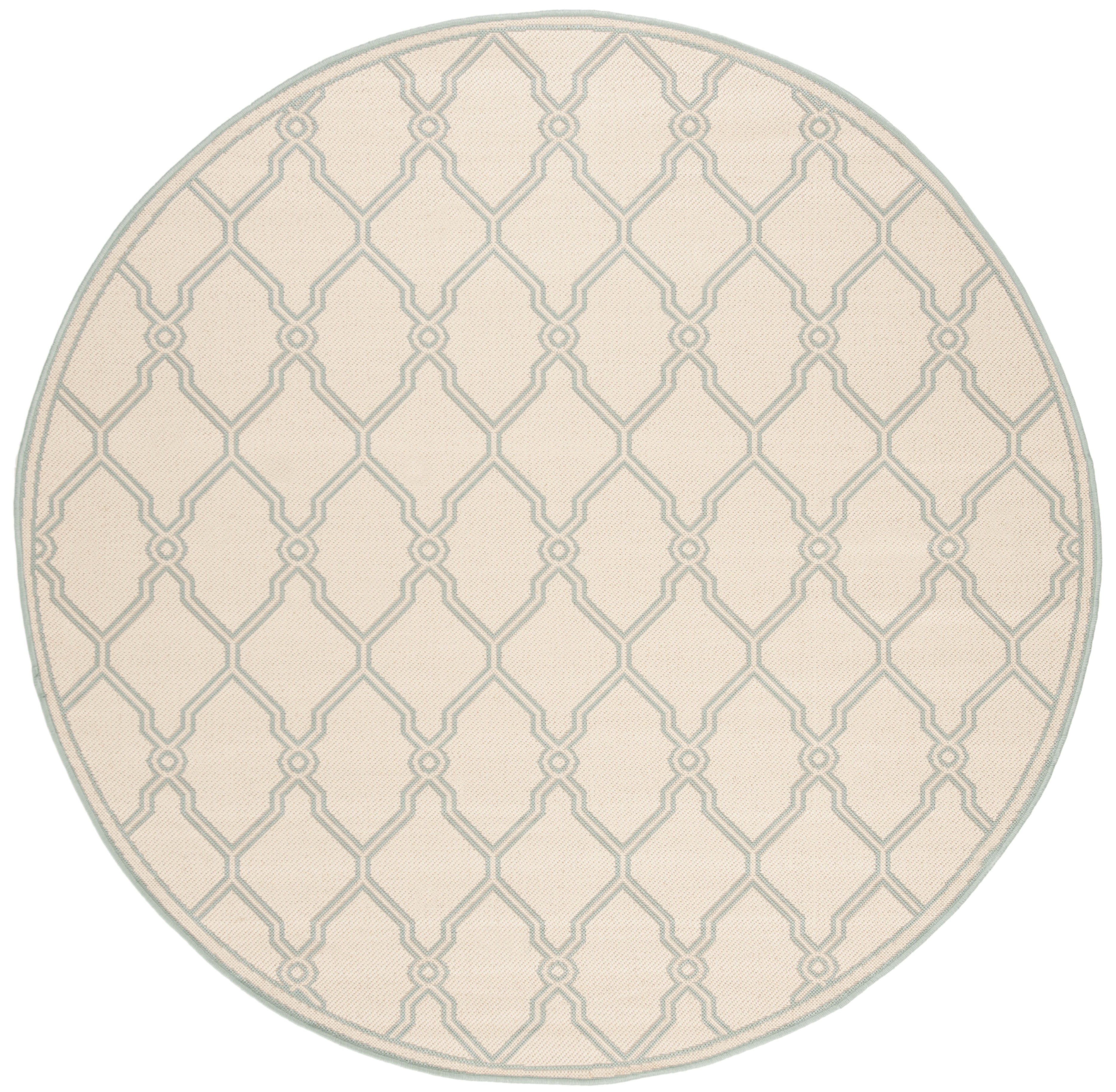Arlo Home Indoor/Outdoor Woven Area Rug, LND124L, Cream/Aqua,  6' 7" X 6' 7" Round - Image 0