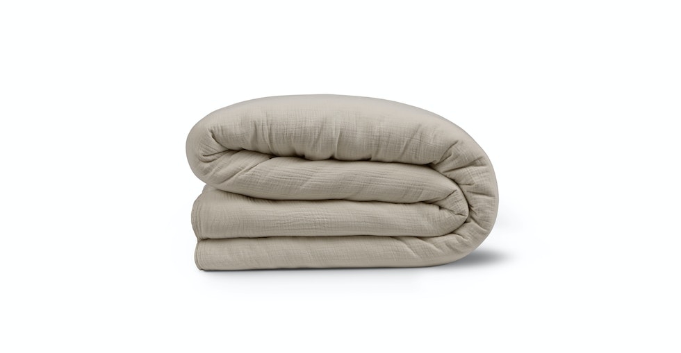 Leni Queen Cotton Gauze Duvet Cover - Taupe - Image 0