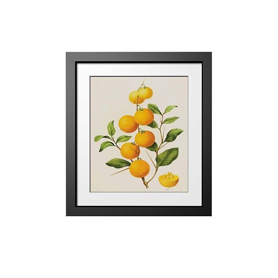 Framed Vintage Oranges Wall Art Painting Blue Small - Image 0