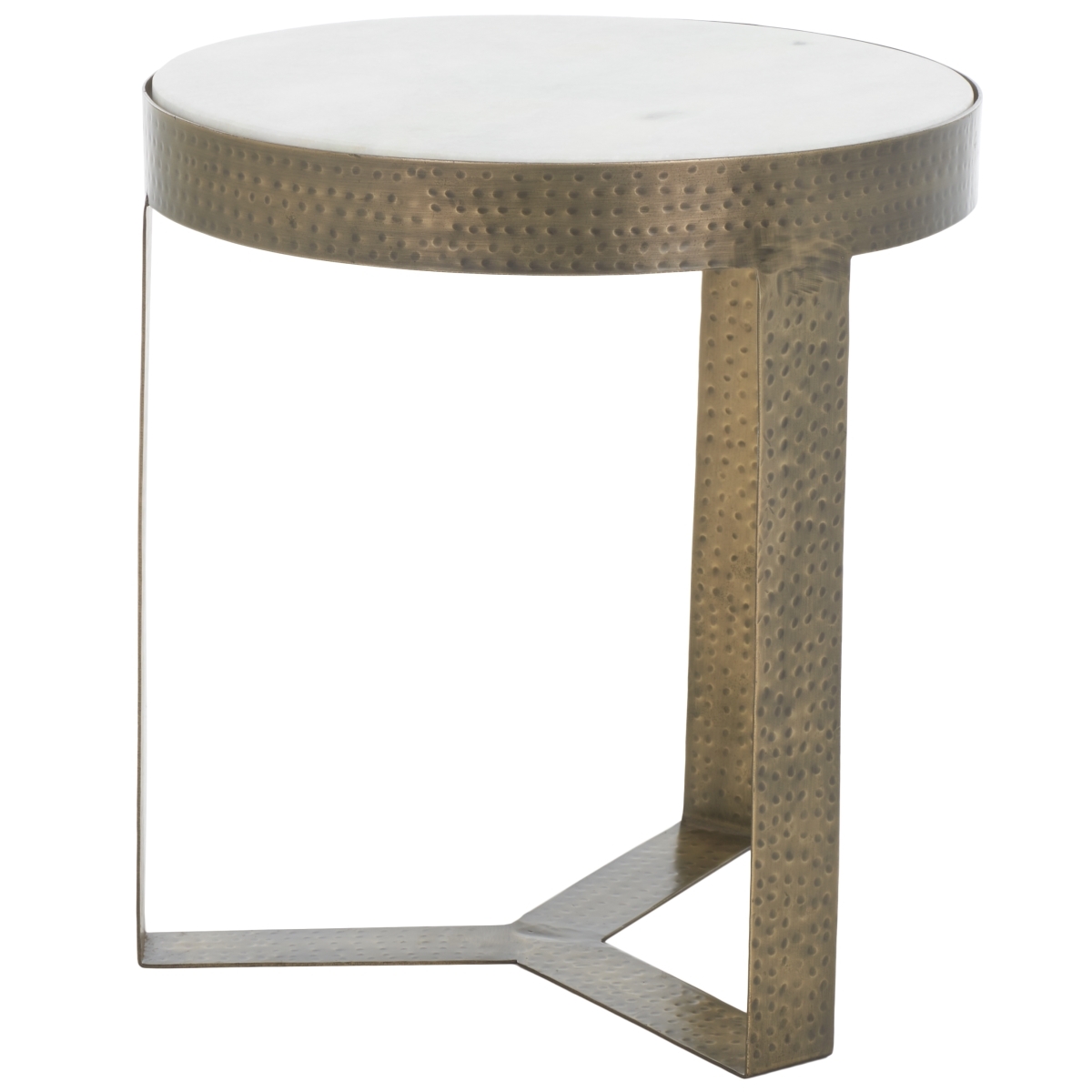 Triss Round Accent Table - White Marble / Antique Brass - Safavieh - Image 6