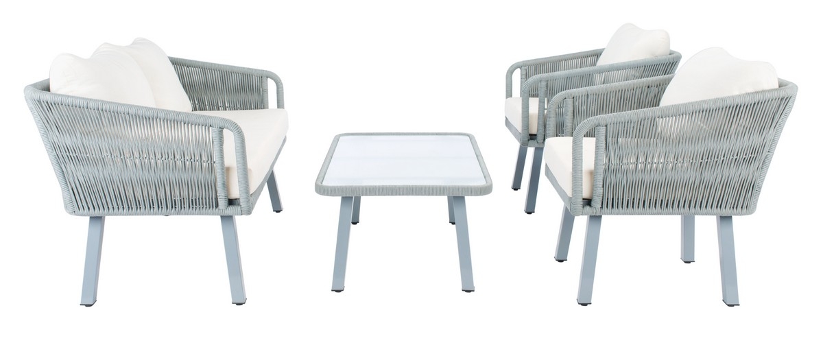 Kerson 4 Pc Rope Living Set - Grey/Beige - Safavieh - Image 7