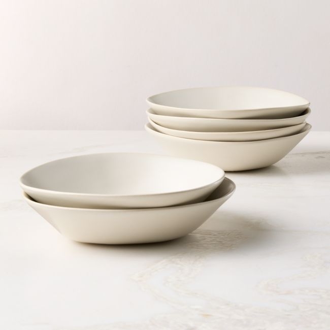 Selene Ivory Stoneware Pasta Bowls Set of 6 - Image 0