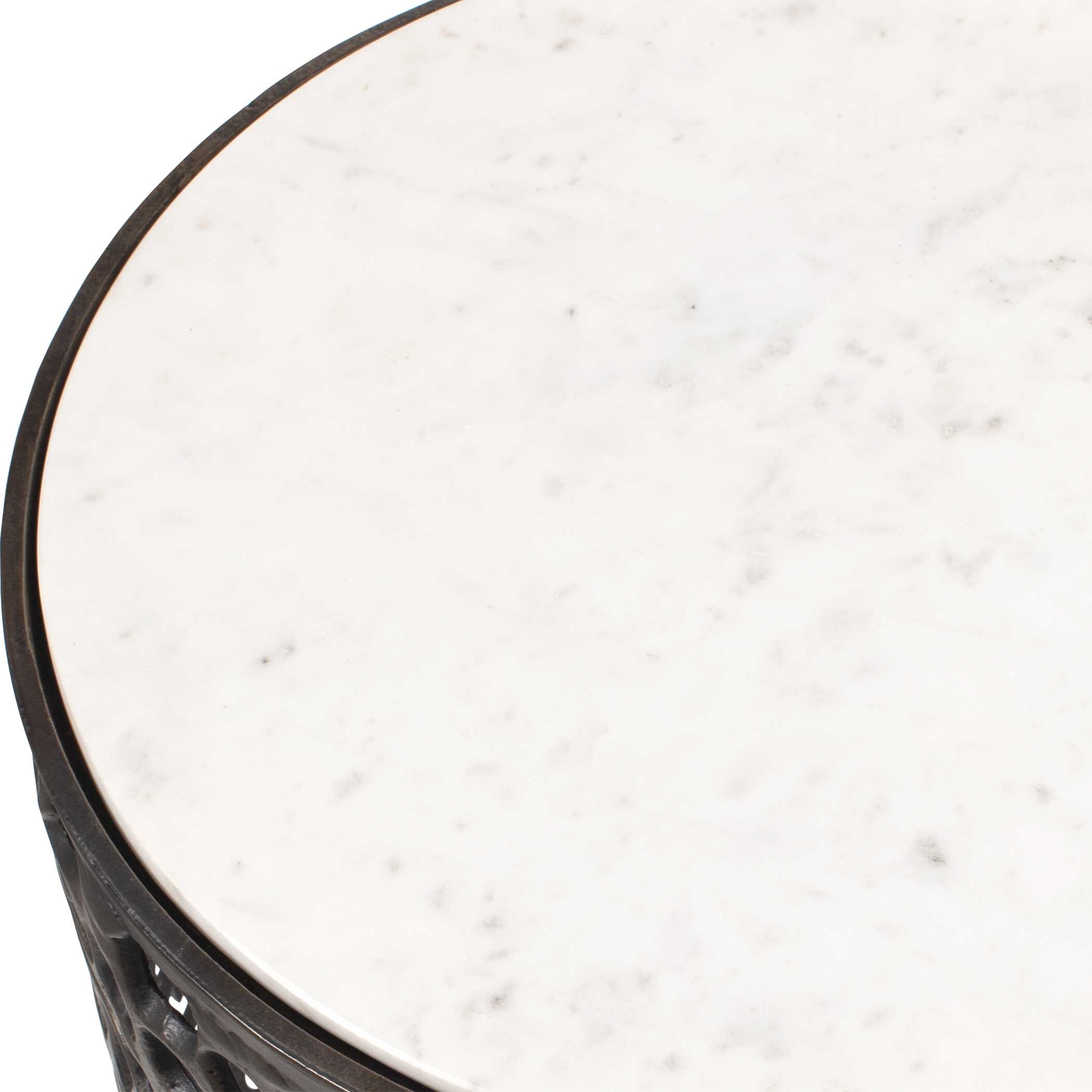 Sabena White Marble Outdoor Side Table - Image 3