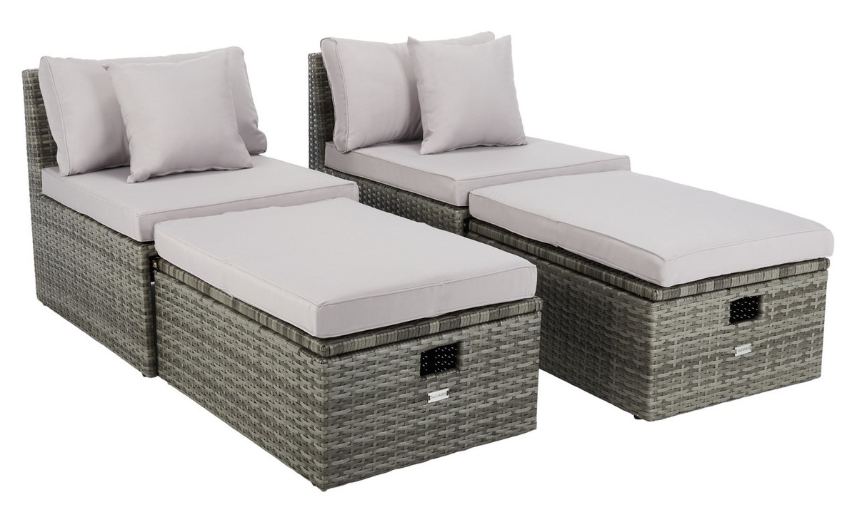 Pramla Outdoor Sette With Otto - Grey / Grey - Safavieh - Image 5