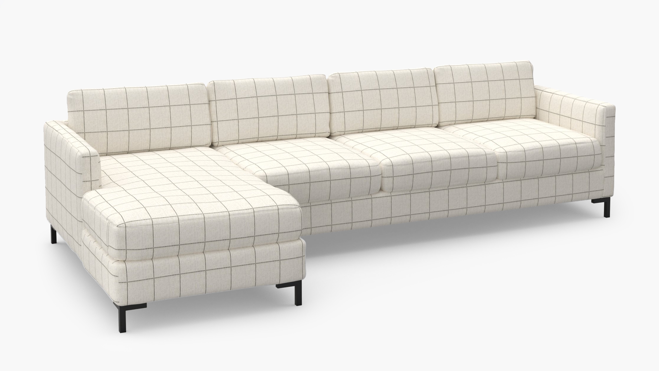 Modern Sectional, Left Facing, Coal Windowpane, Bronze L Leg - Image 1