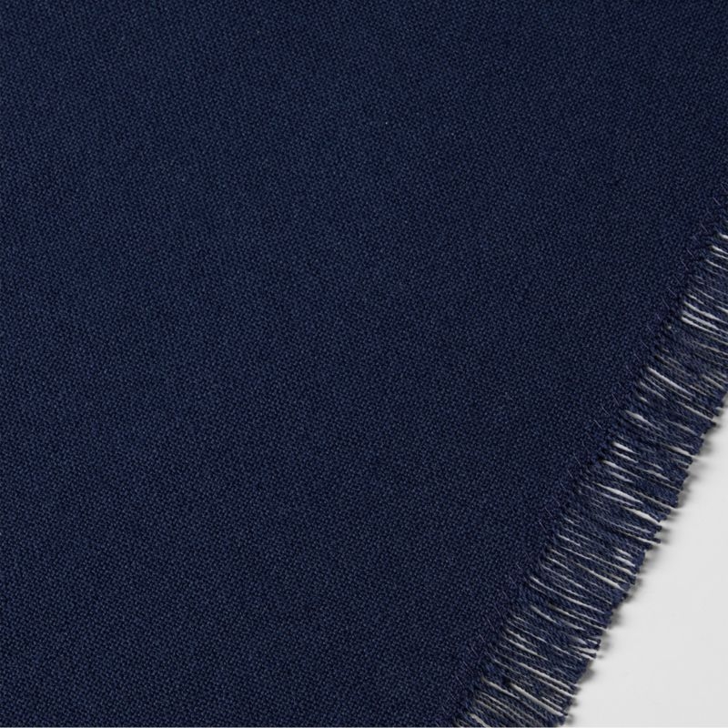 Craft Fringed Deep Indigo Cotton Table Runner 90" - Image 1