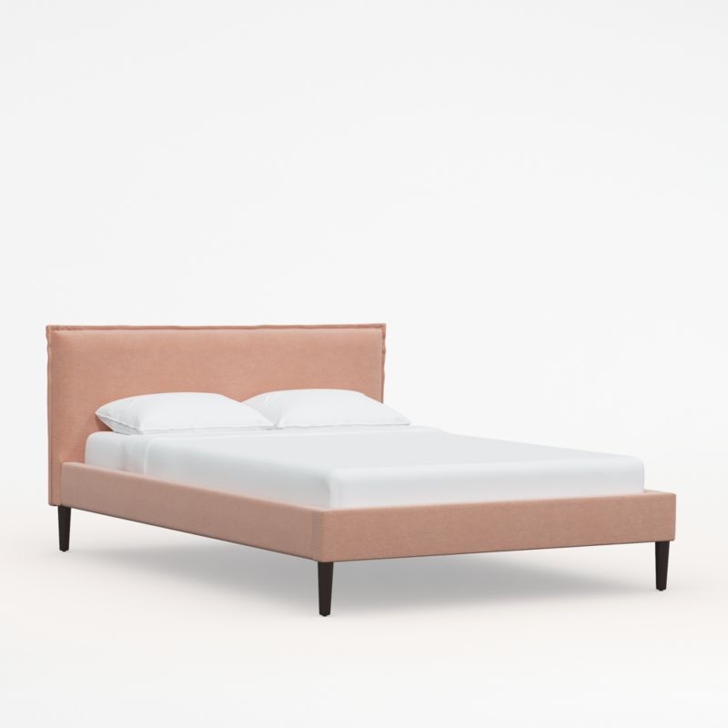 Lane Twin Velvet Pink Low-Profile Bed - Image 1