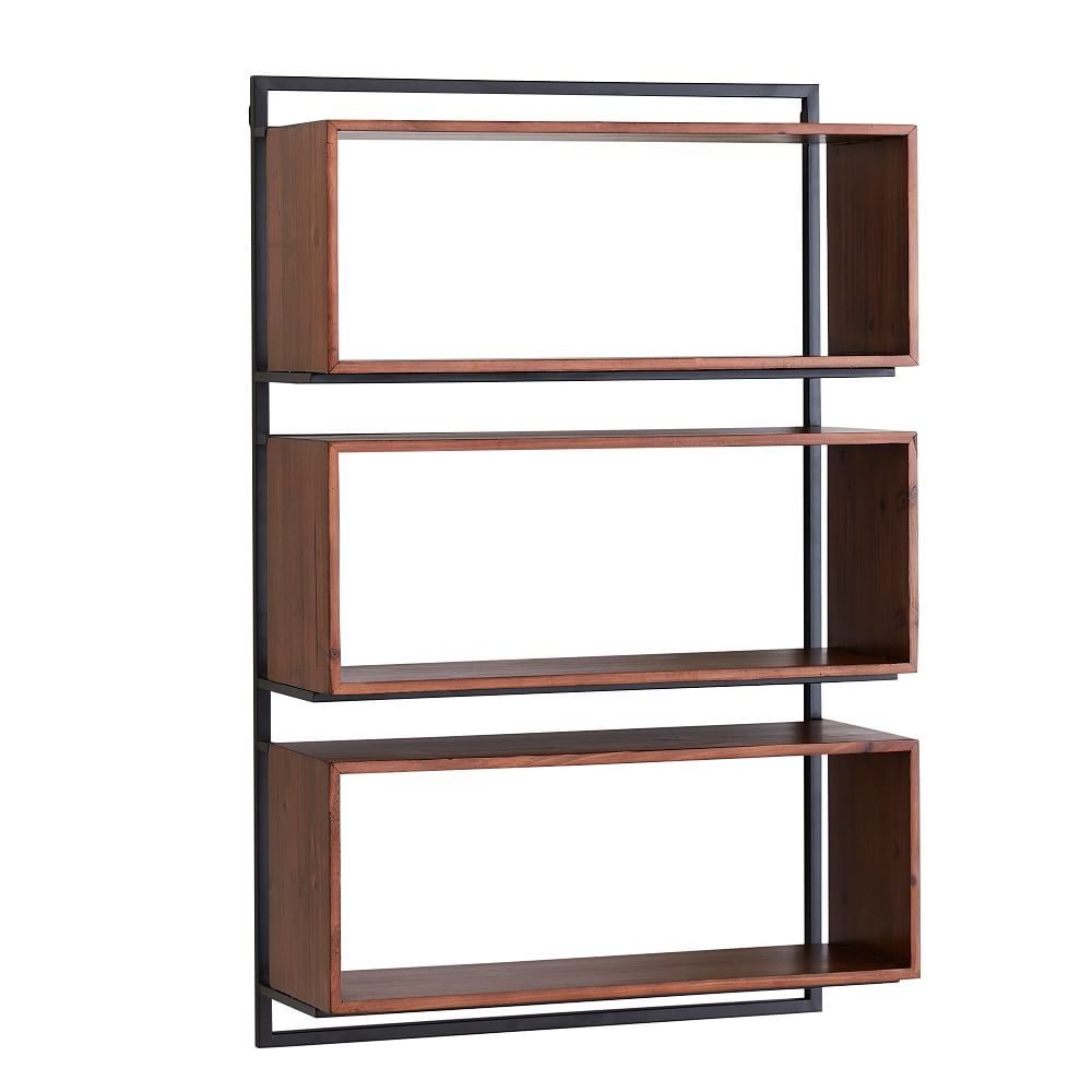 Modern Wall Bookcase, Natural/Black - Image 0