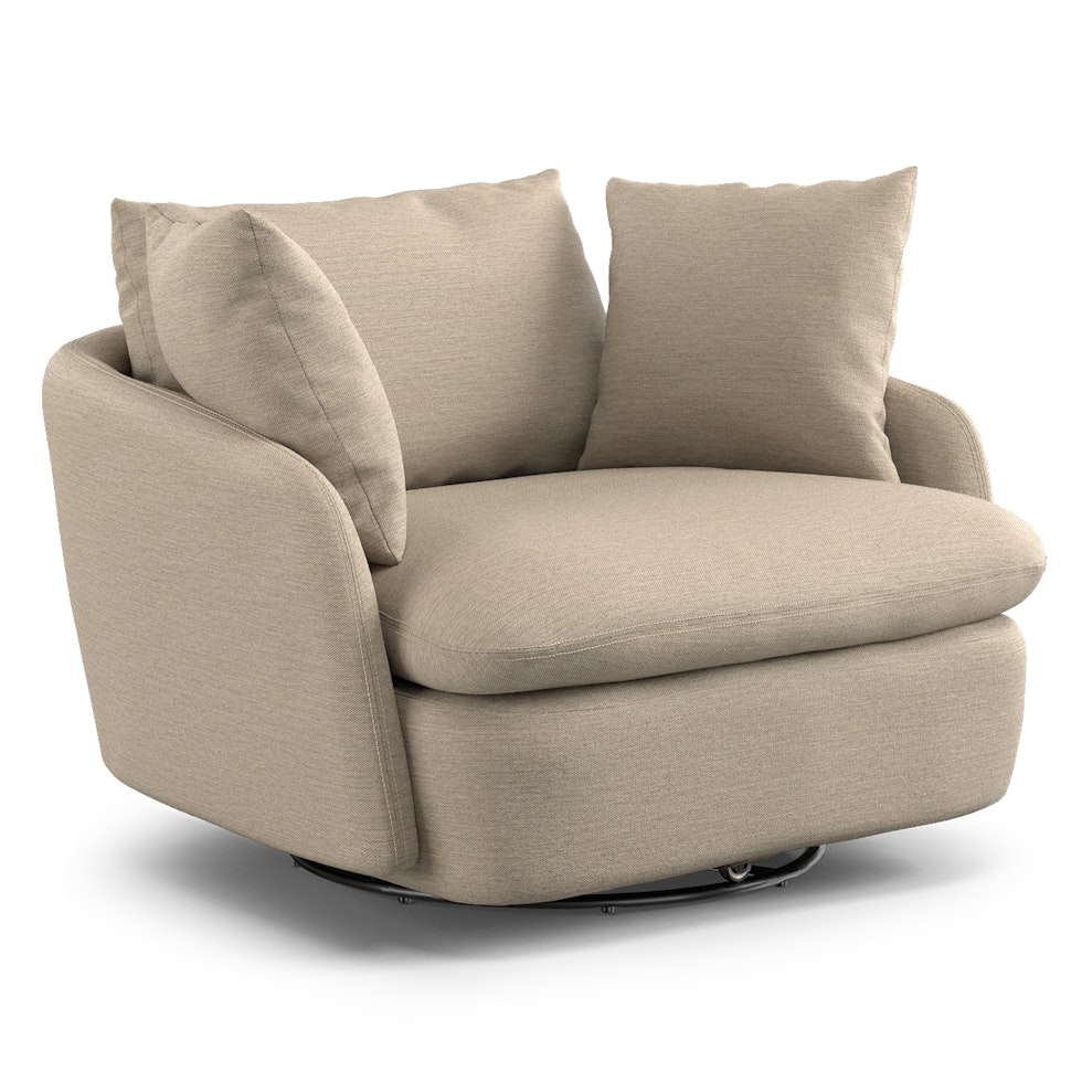 Leigh 47" Grand Swivel Lounge Chair - Silver Taupe - Image 0