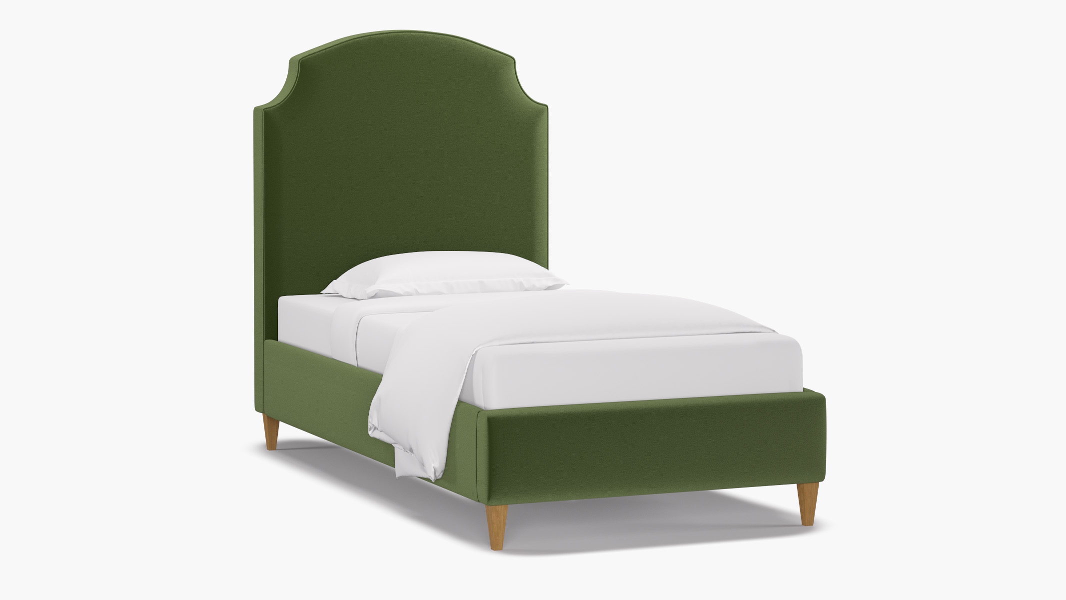 Cove Bed, Essex Performance Velvet, Natural Square Tapered Leg, Twin - Image 1