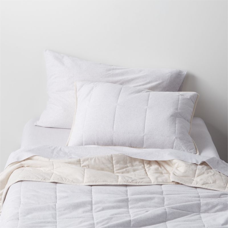 Comfy Tee Light Grey & Beige Cotton Jersey Kids Pillow Sham - Image 1