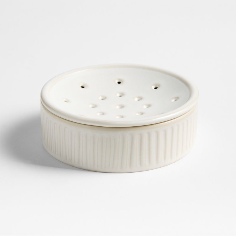 Clean by Crate Ivory Ceramic Palm Dish Brush Holder - Image 1