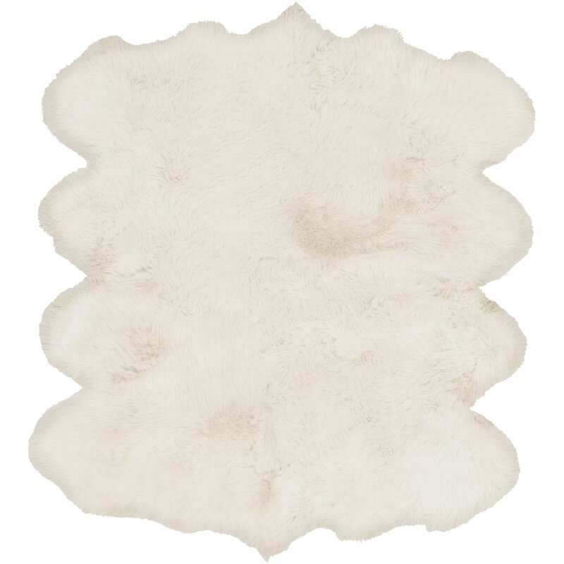 Surya Finis Handmade Sheepskin White Area Rug - Image 0