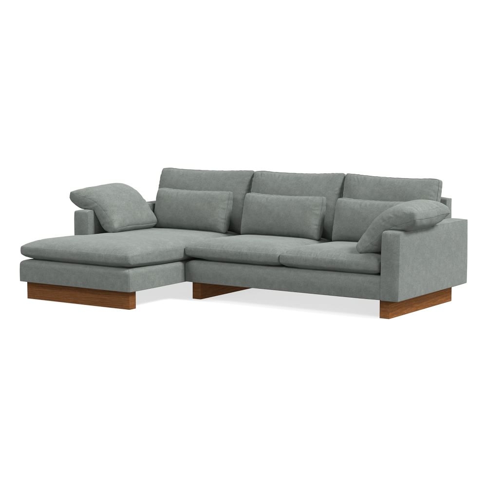 Harmony Set 2: Right Arm Sofa, Left Chaise, Distressed Velvet, Mineral Gray - Image 0