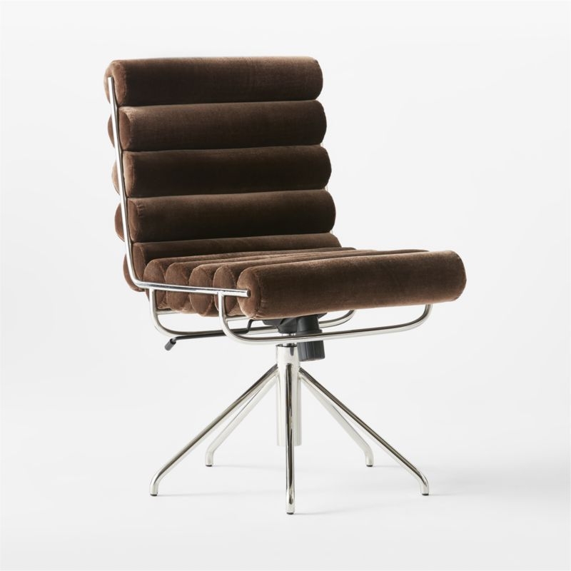 Martos Chocolate Faux Mohair Office Chair - Image 2