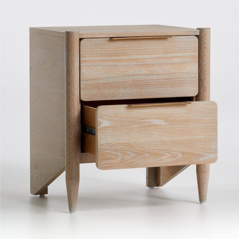 Casa White Oak Wood Nightstand with Drawers - Image 2
