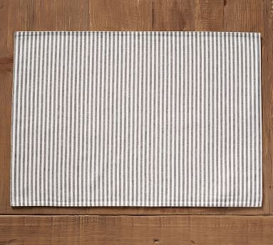 Wheaton Striped Linen/Cotton Placemat, Single - Charcoal - Image 1