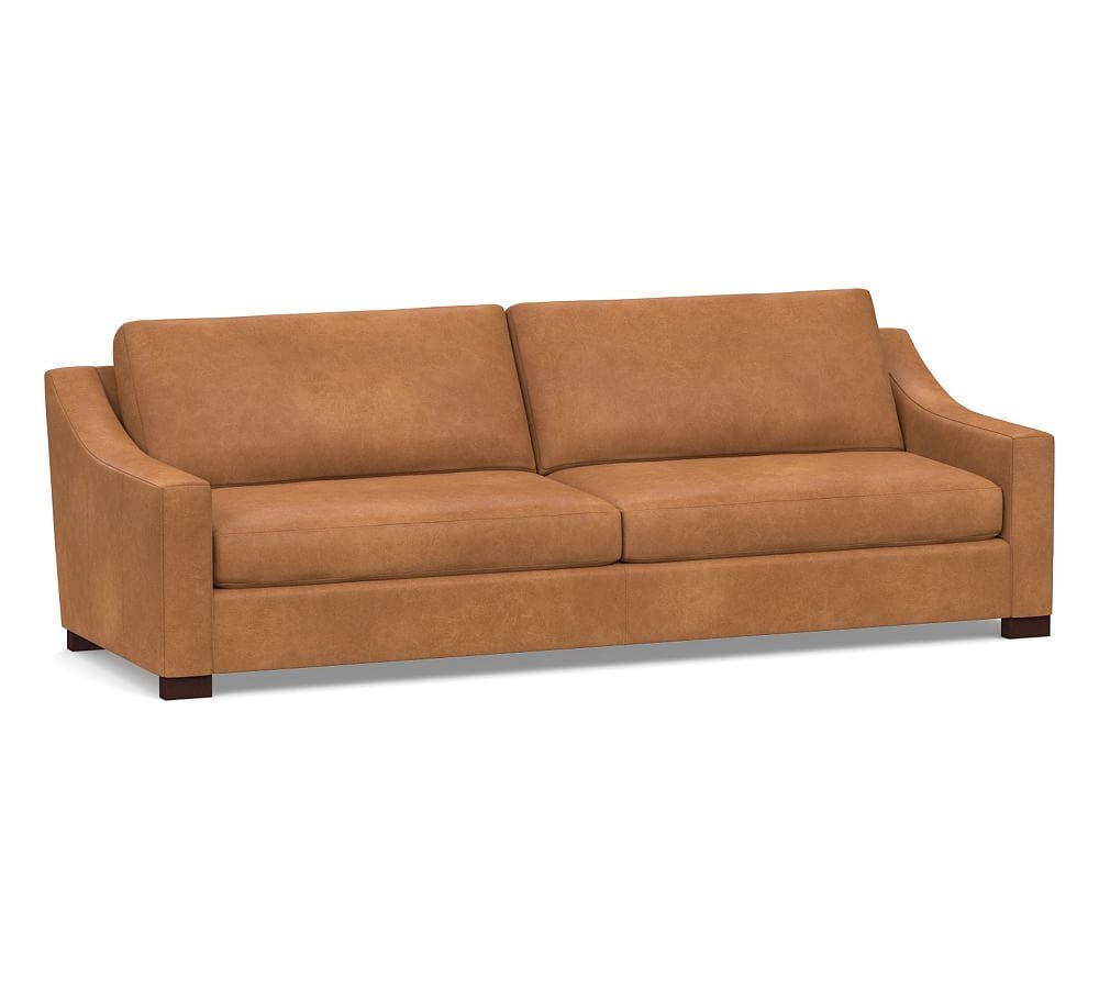 Turner Slope Arm Leather Grand Sofa 104.5", Down Blend Wrapped Cushions, Churchfield Camel - Image 0