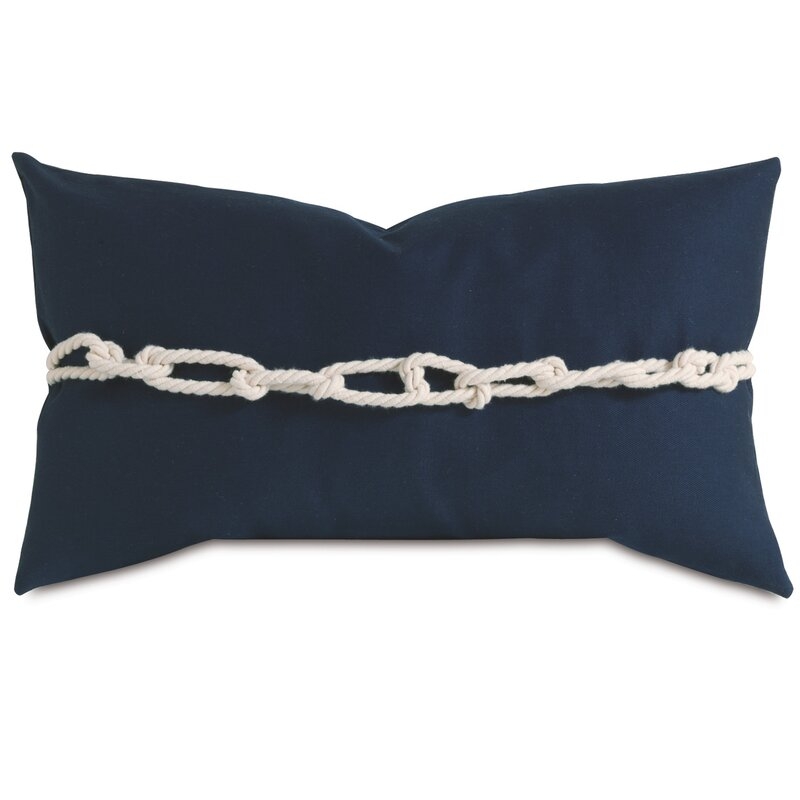 Eastern Accents Galiot Schooner Navy with Rope Lumbar Pillow Cover & Insert - Image 0