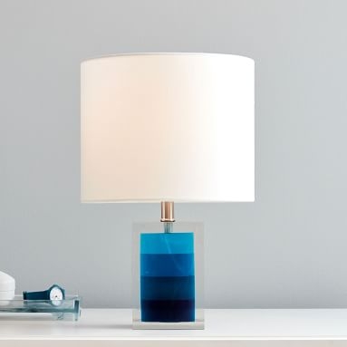Resin Table Lamp, Blue Layers, Rectangle - Image 1