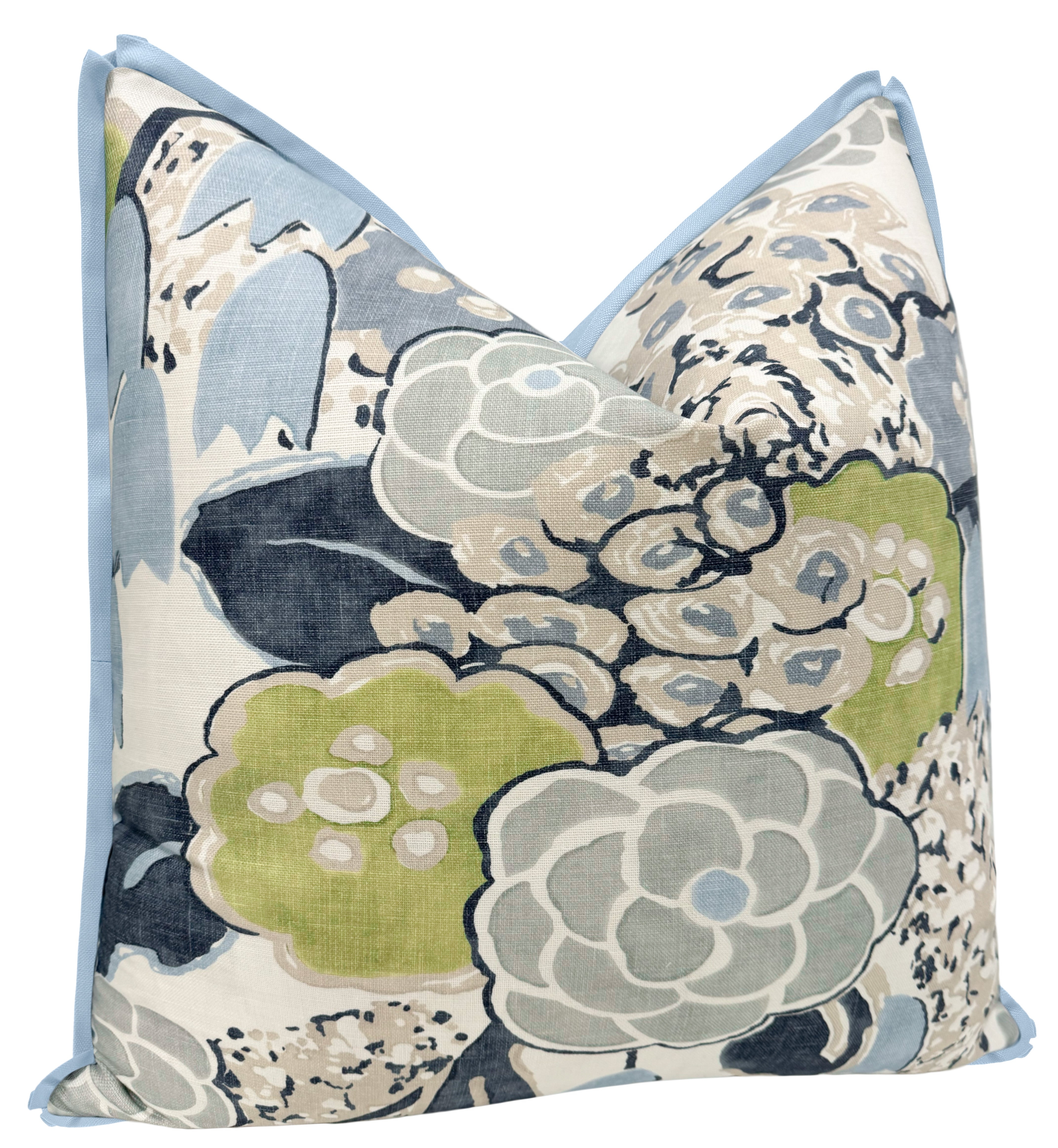 LAURA // CITRUS AND BLUE | THIBAUT - 20" X 20" / BUTTERFLY FLANGE / Powder Blue - Image 1