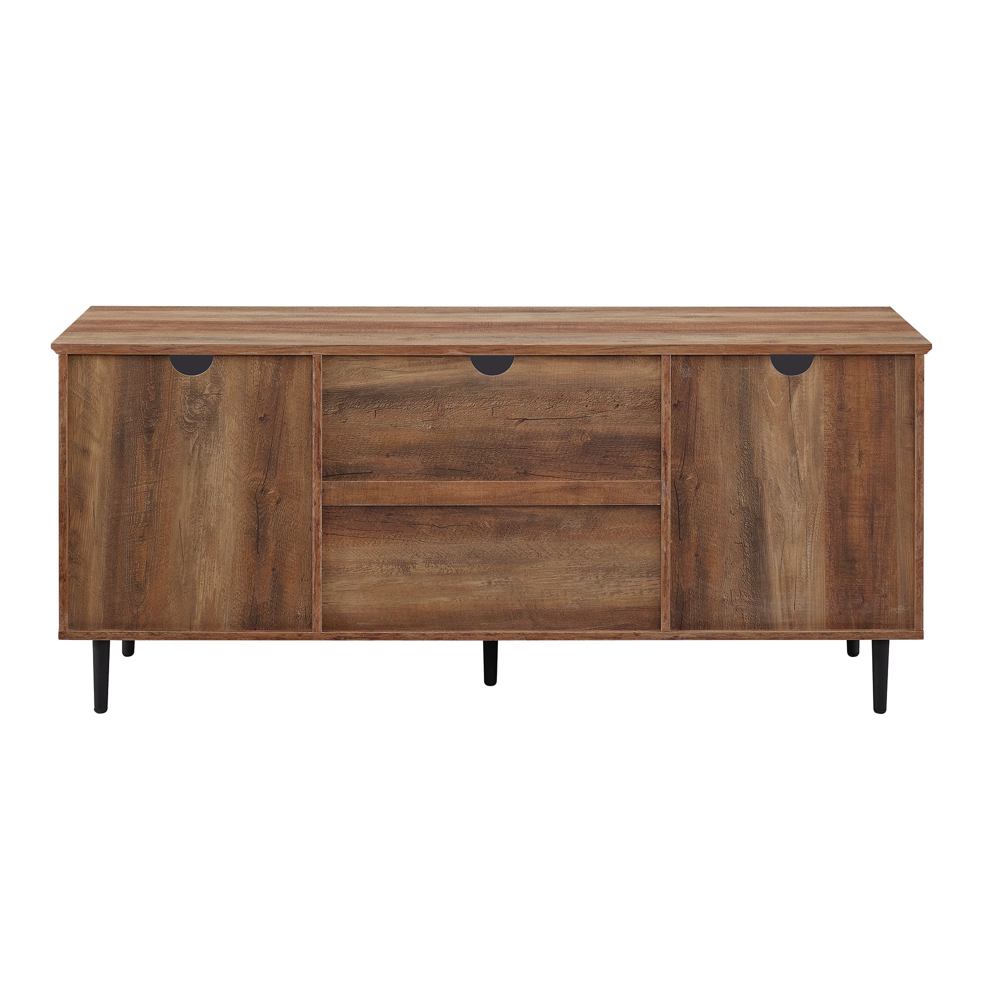 Owen 58" Glass and Wood Split Panel Door TV Console - Rustic Oak - Image 3