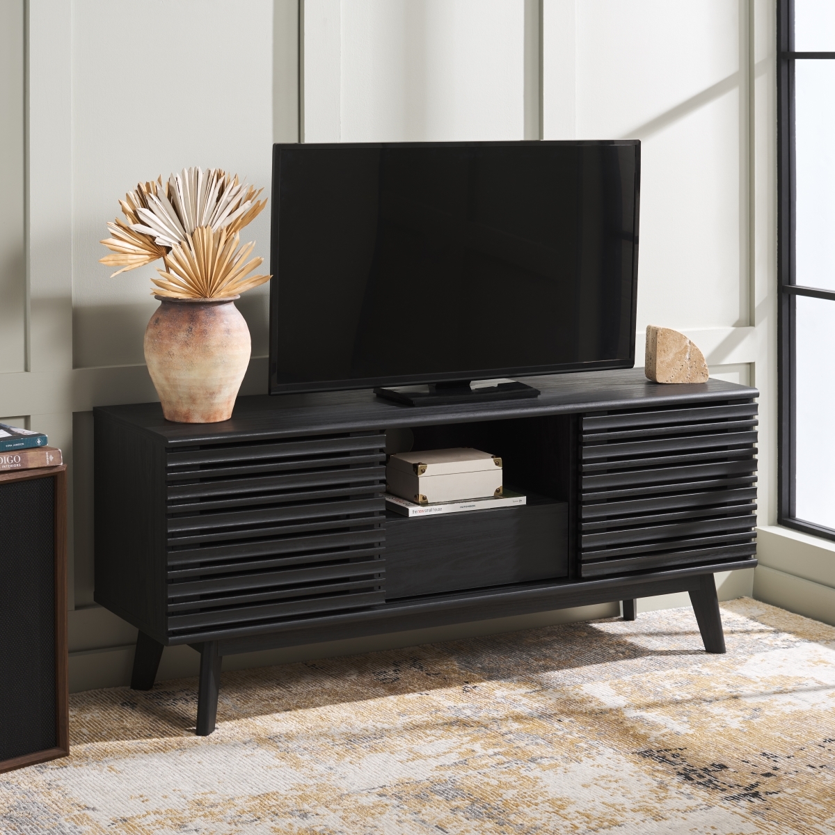 Esma Low Sideboard / Media Stand - Black - Safavieh - Image 1