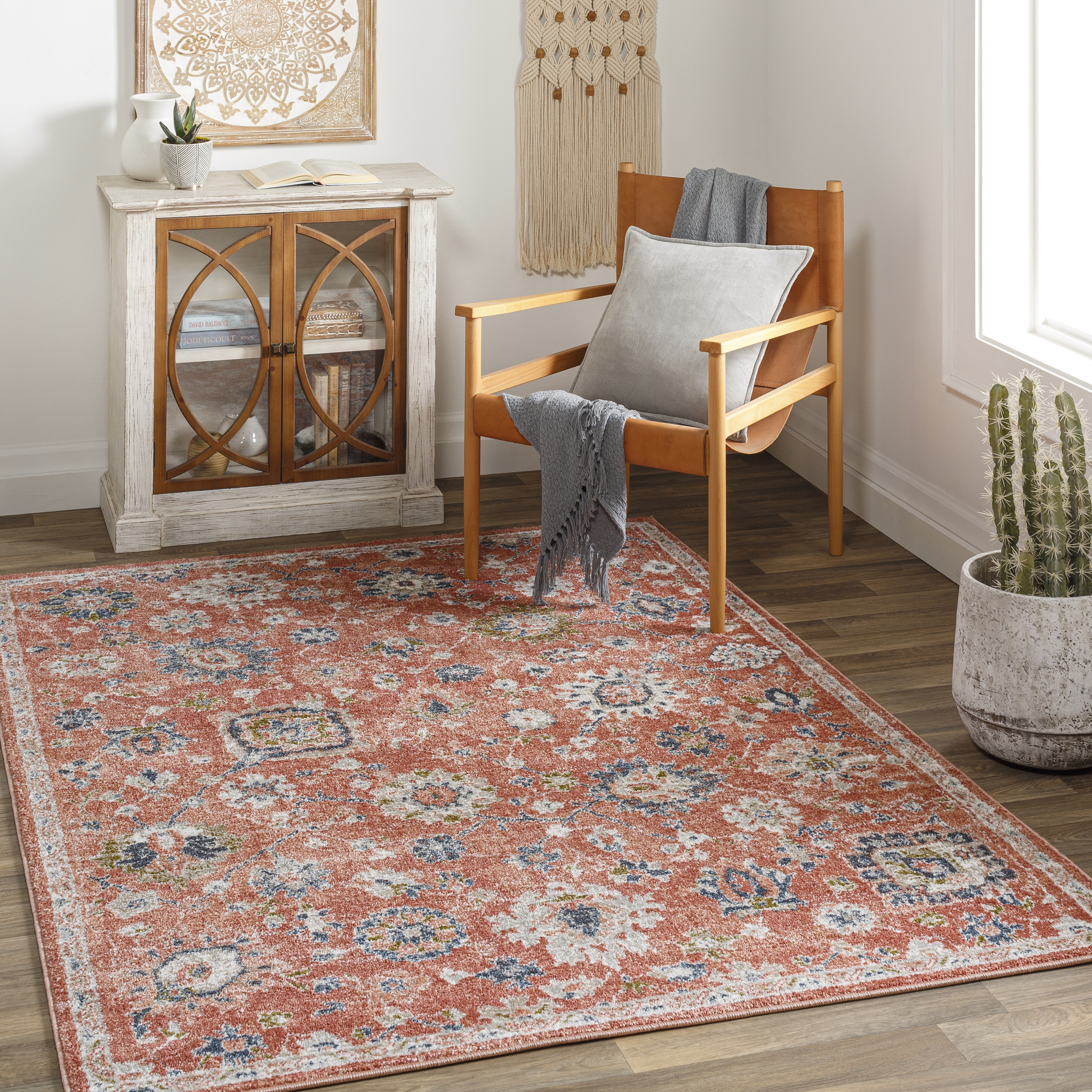 Davaro Red Indoor 6'7" x 9' Machine Woven Rug - Image 1