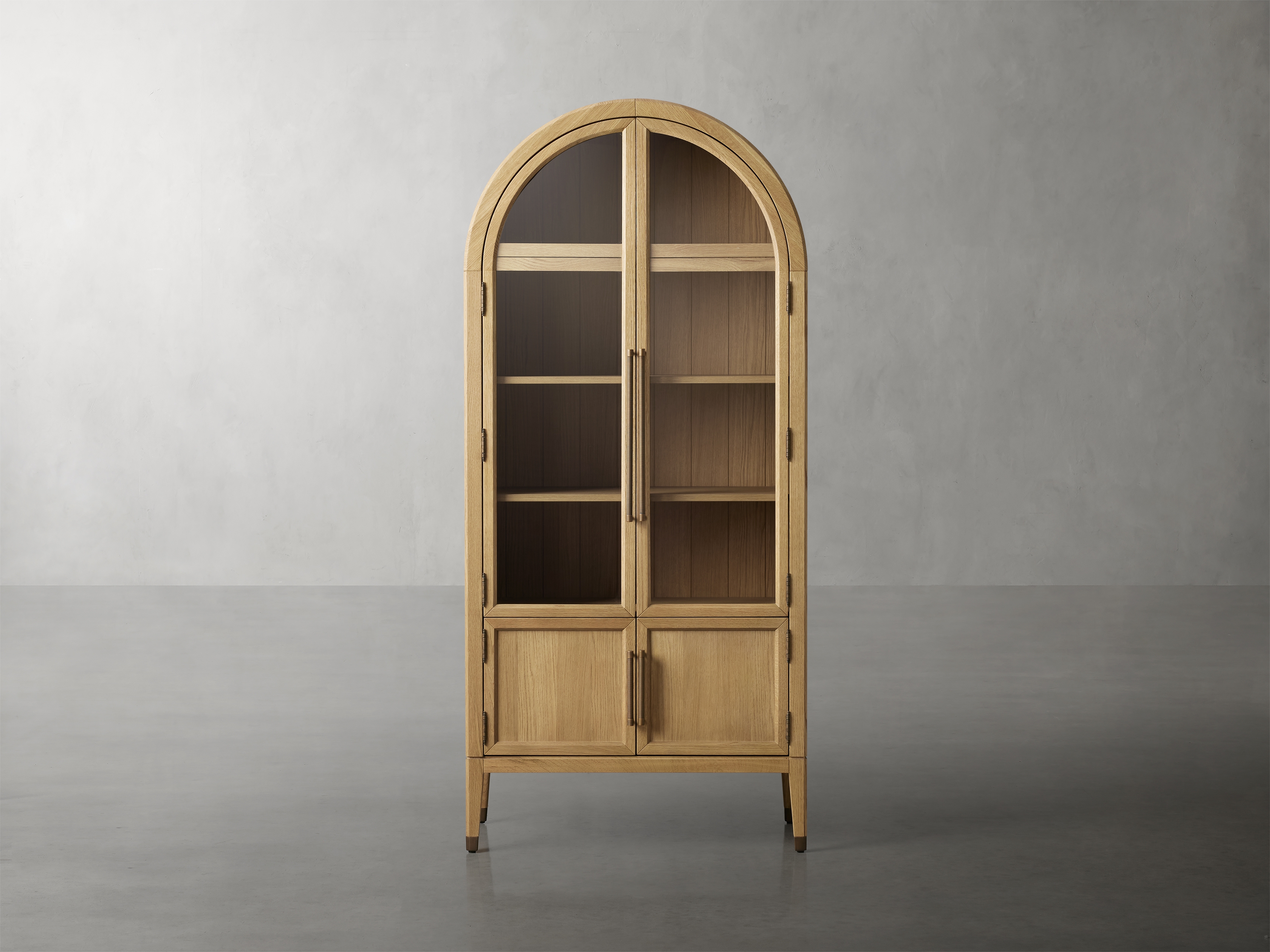 Hattie Glass Cabinet in Wood 36" Natural  Honey  - Image 0