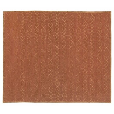 Geometric Hand Knotted Wool/Silk Golden Honey Area Rug - Image 0