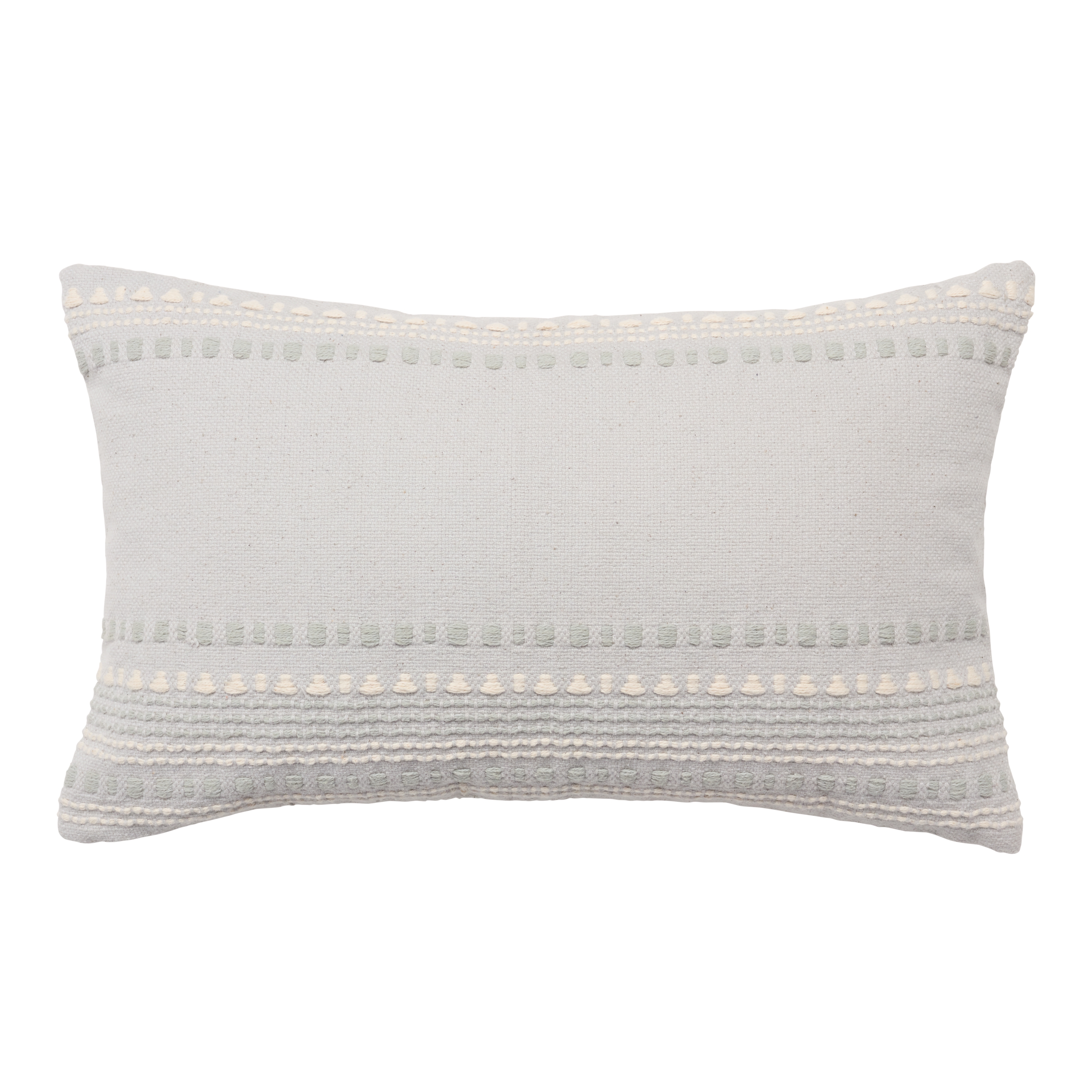 Velika SNH03 Handmade Striped Light Blue And Cream Lumbar Pillow Cover (13"x21") - Image 0