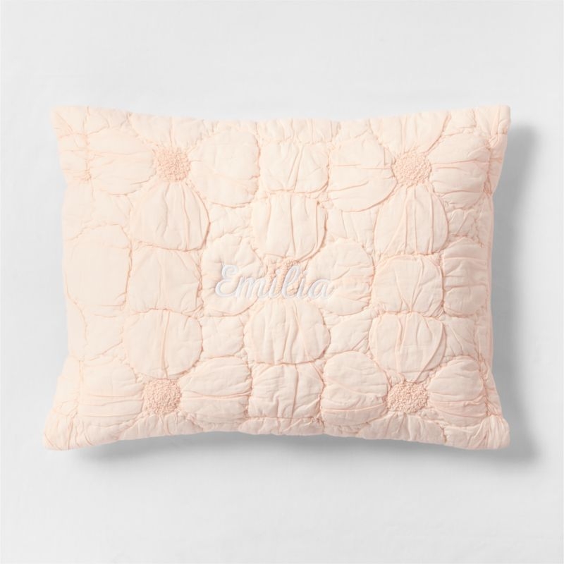 Flora Pink Tint Textured Organic Cotton Voile Kids Pillow Sham - Image 1