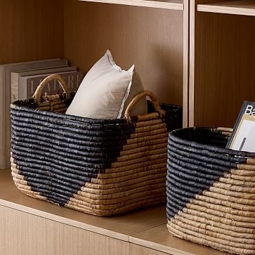 Two-Tone Woven Seagrass, Hamper, Large, 18.9"W x 24.4"H - Image 2