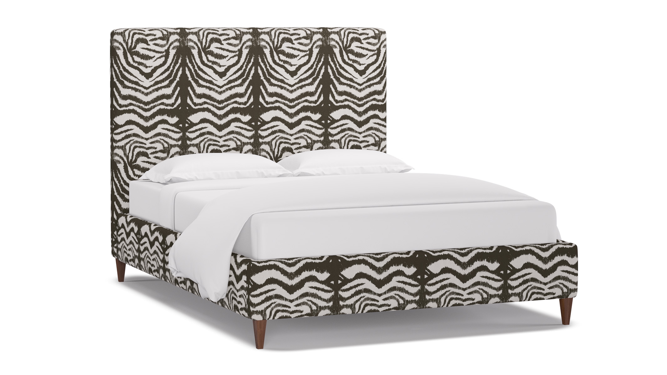 Classic Bed, Zebra, Walnut Square Tapered Leg, Queen - Image 1