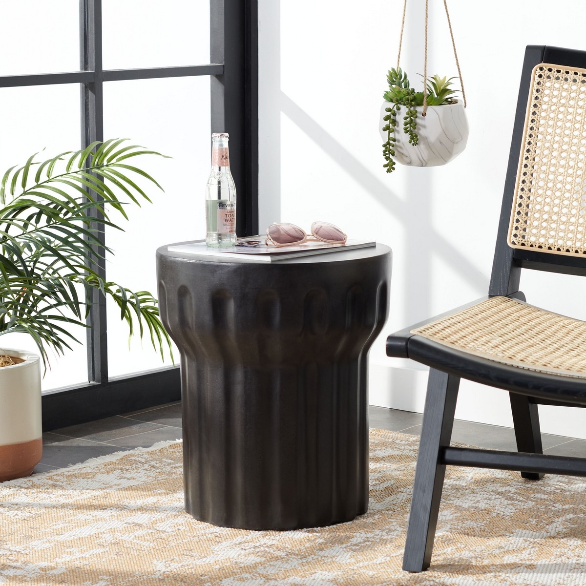 Vesta In/Outdoor Accent Stool - Black - Safavieh - Image 1