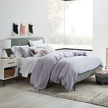 Deco Upholstered Bed, King, Distressed Velvet, Light Taupe, Light Bronze - Image 3