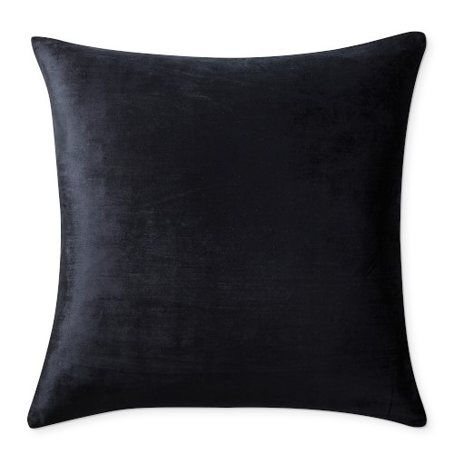 Solid Velvet Pillow Cover, 22" x 22", Black - Image 0