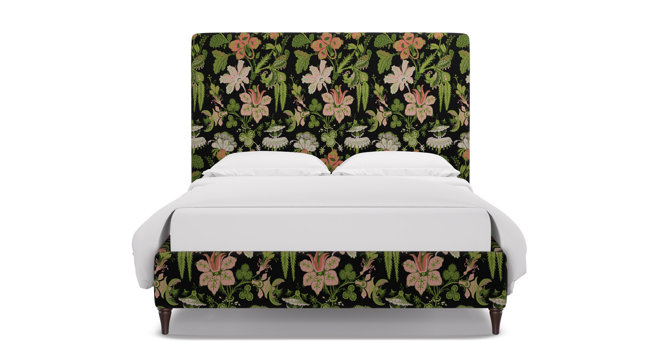 Classic Bed, Coral Onyx Rossetta, Espresso Decorative Tapered Leg, Queen - Image 0