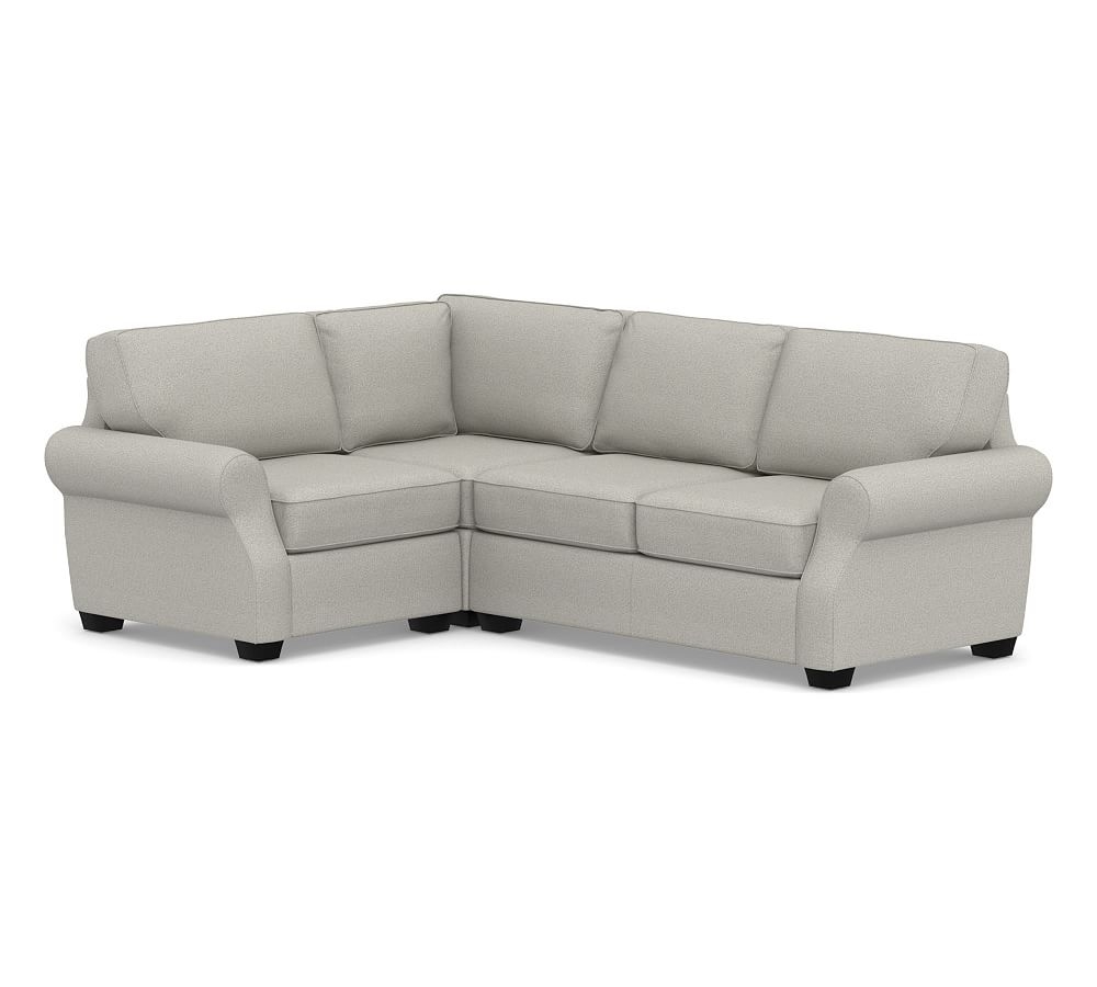 SoMa Fremont Roll Arm Upholstered Right Arm 3-Piece Corner Sectional, Polyester Wrapped Cushions, Performance Boucle Pebble - Image 0