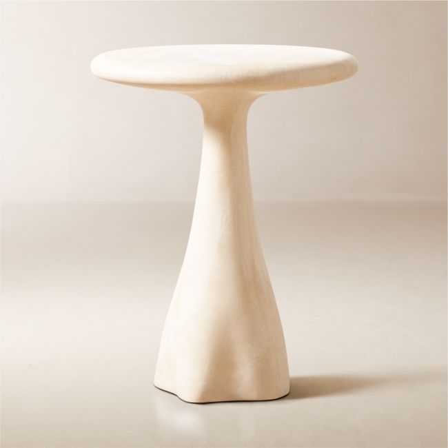 Espira Round Cream Marbled Resin Side Table - Image 0