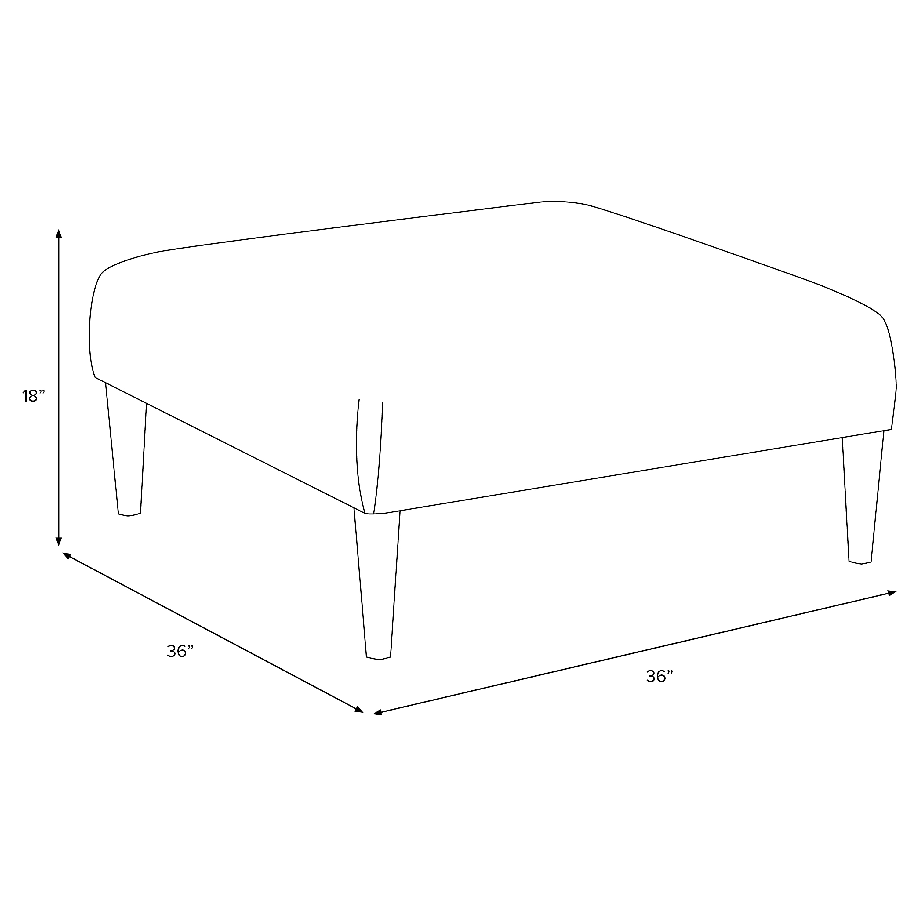 Algren Cocktail Ottoman with Turned Legs - Image 4