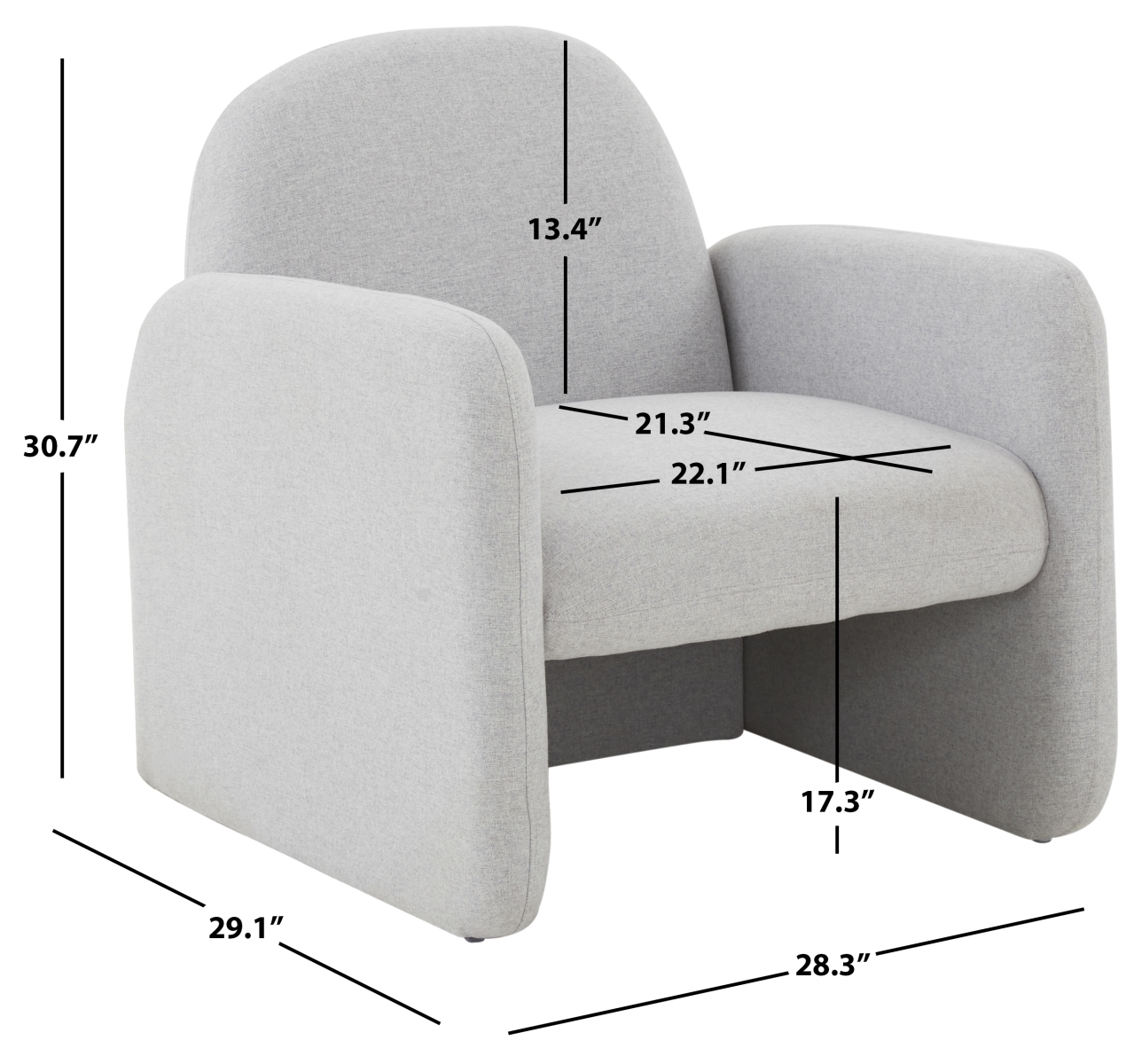 Patsy Chiclet Accent Chair - Light Grey - Image 4