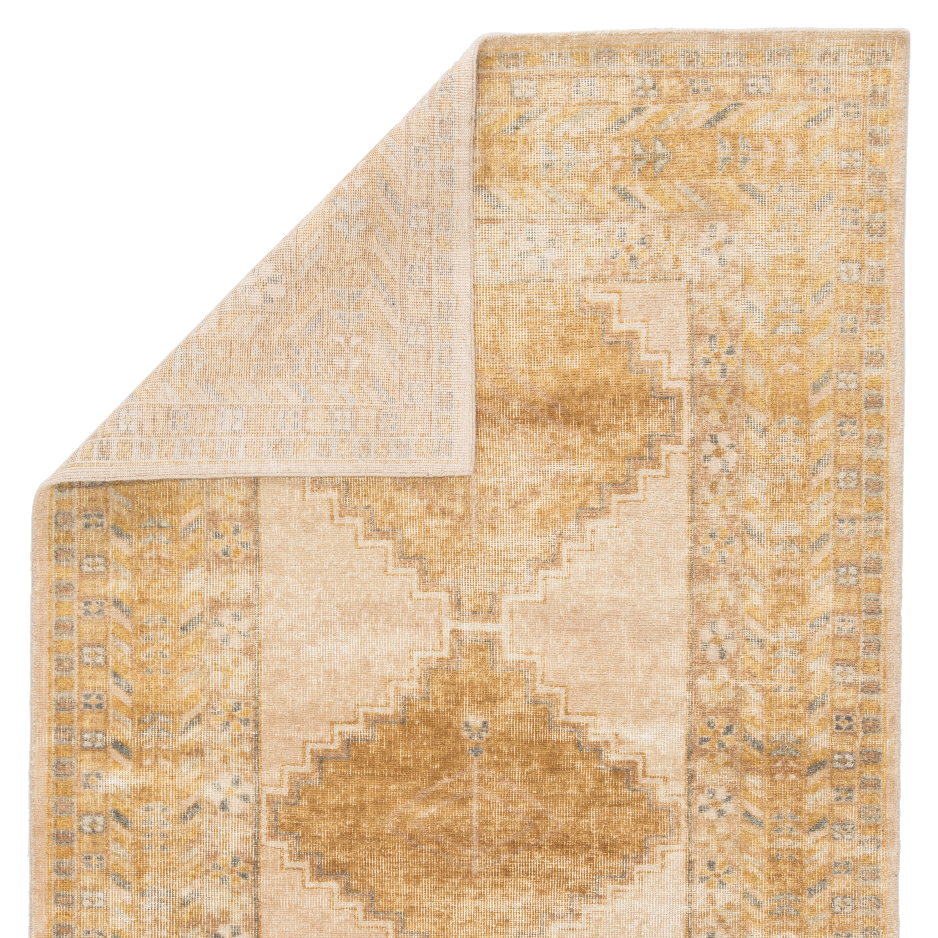 Enfield Hand-Knotted Medallion Gold/ Gray Area Rug (6'X9') - Image 2