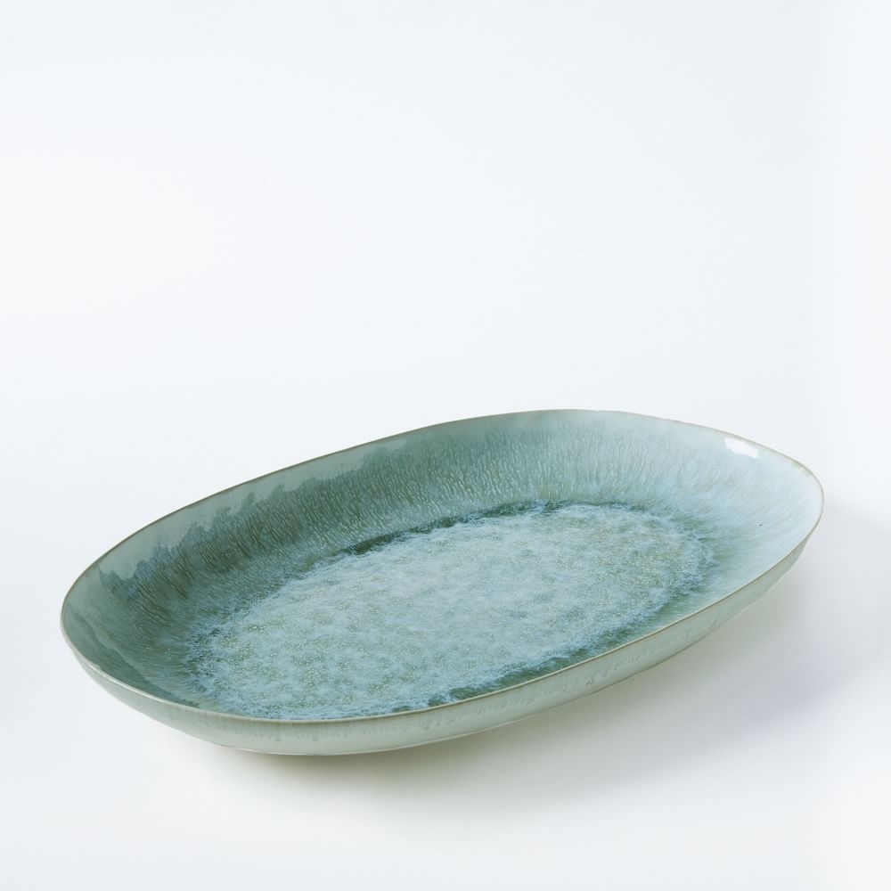 Reactive Glaze Large Oval Platter, Celadon - Image 0