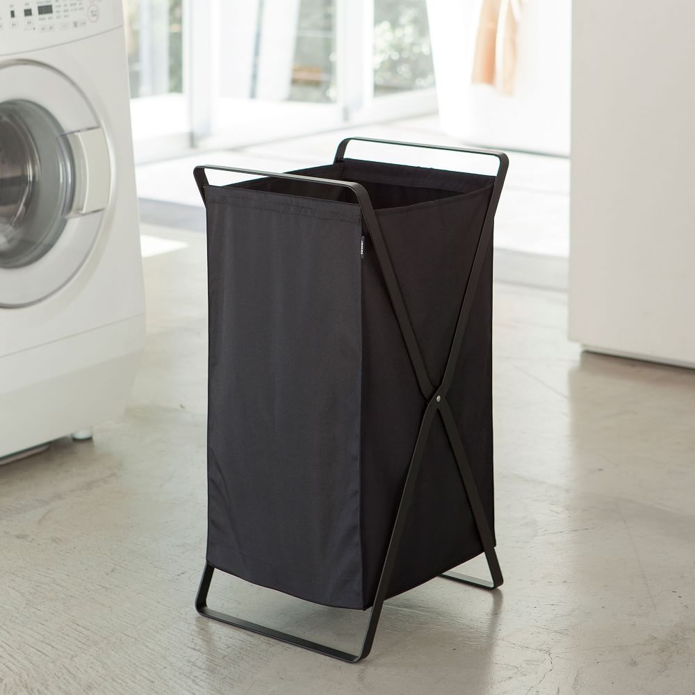 Yamazaki Folding Laundry Hamper, Black - Image 0