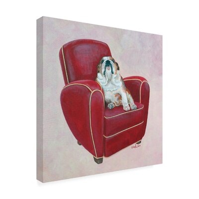 Carol Dillon 'Bulldog On Red' Canvas Art - Image 0