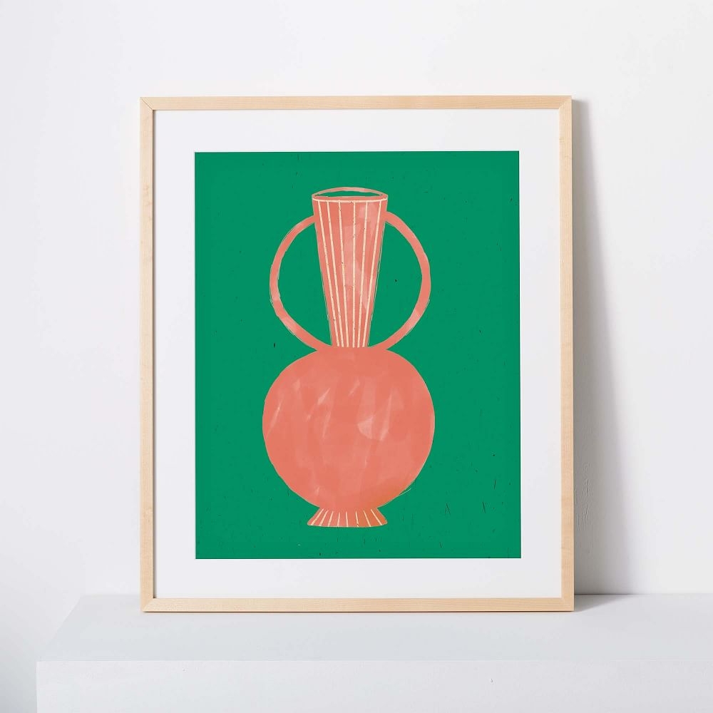 Kate Arends Framed Print, Green Vase, 11"x14" Framed - Image 0