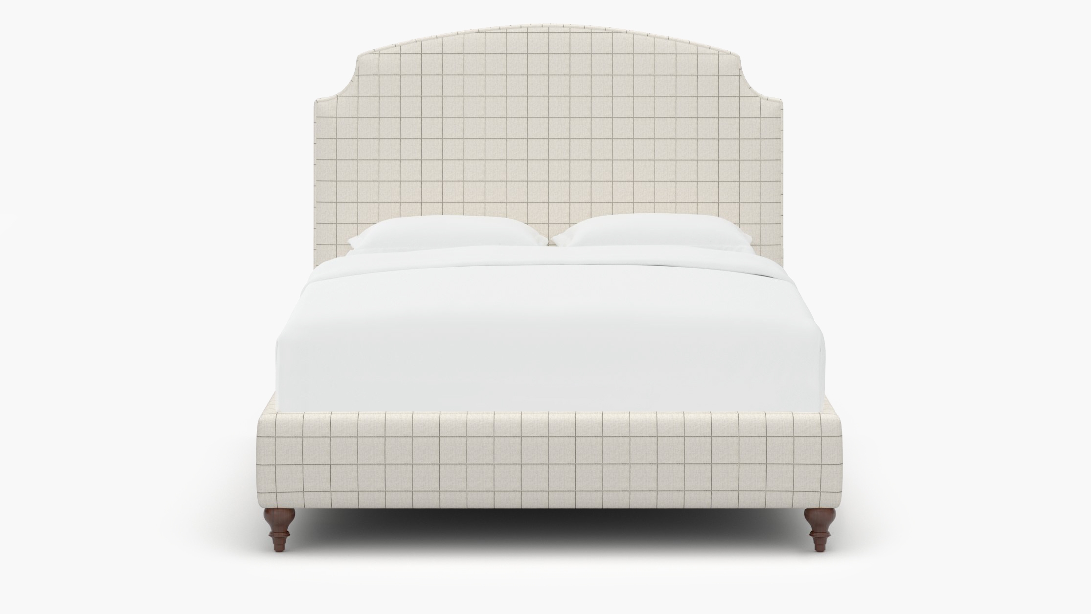 Cove Bed, Coal Windowpane, Walnut Traditional Turned Leg, King - Image 0