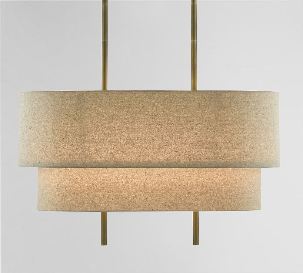 Angus Two Tier Linear Chandelier, 42&quote;, Linen - Image 0