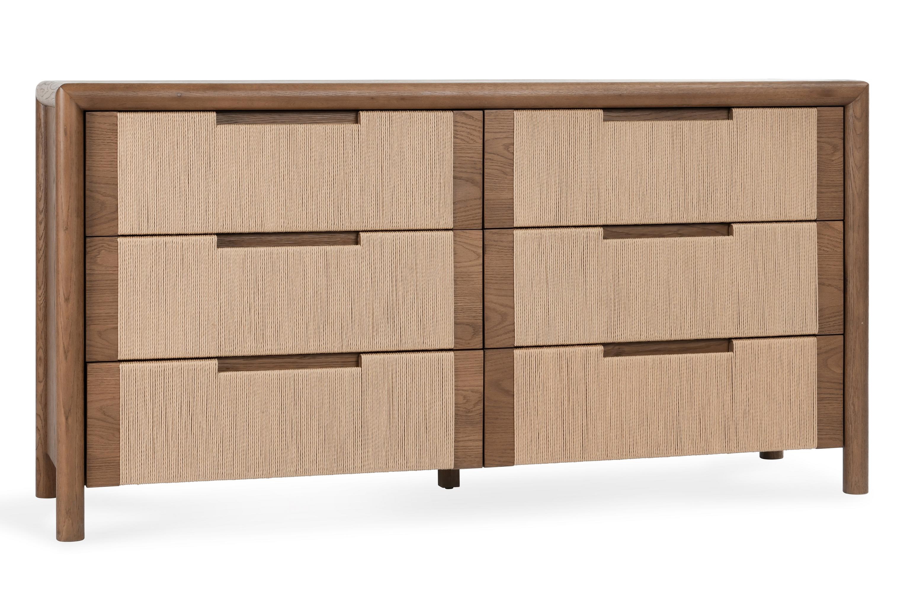 Corda Oak Wood 6Dwr Dresser Brown/Natural - Image 0